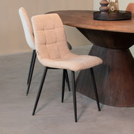 LABEL51 Eetkamerstoelen Juul - Zand - Boucle - Zwart Metalen Frame