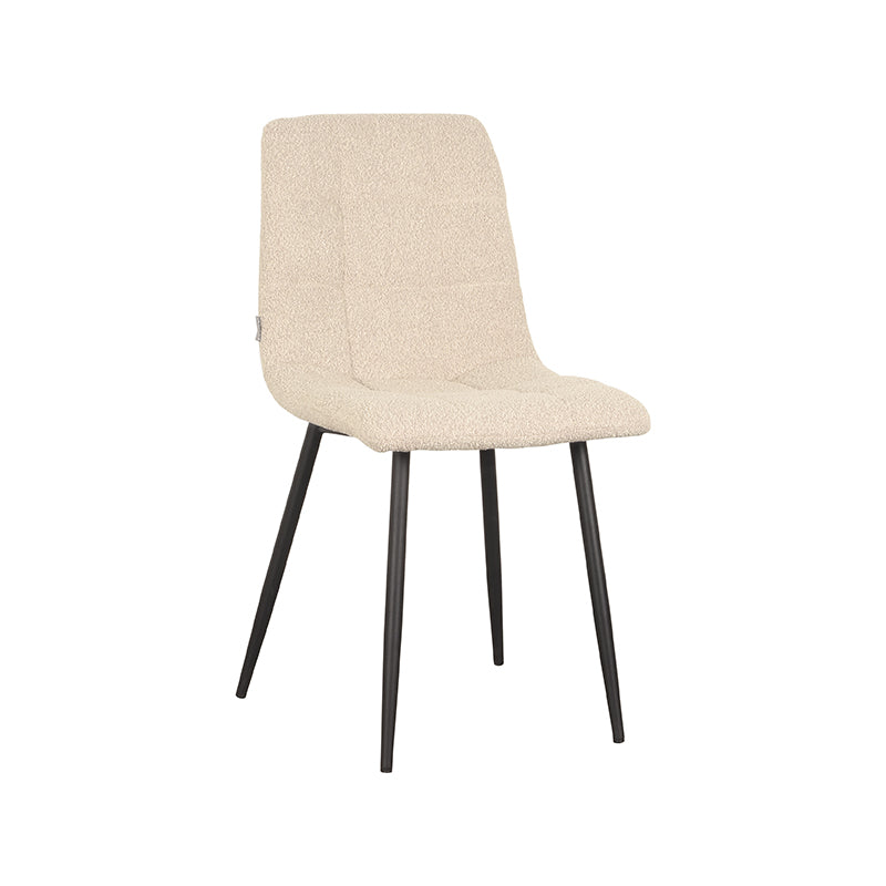 LABEL51 Eetkamerstoelen Juul - Zand - Boucle - Zwart Metalen Frame