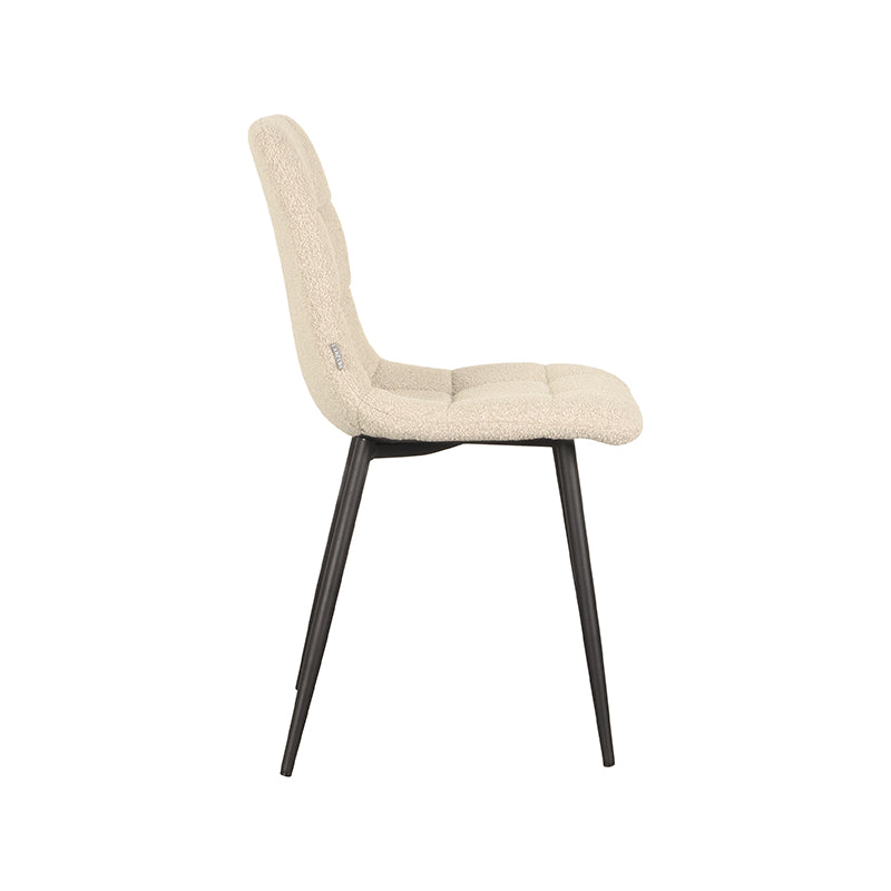 LABEL51 Eetkamerstoelen Juul - Zand - Boucle - Zwart Metalen Frame