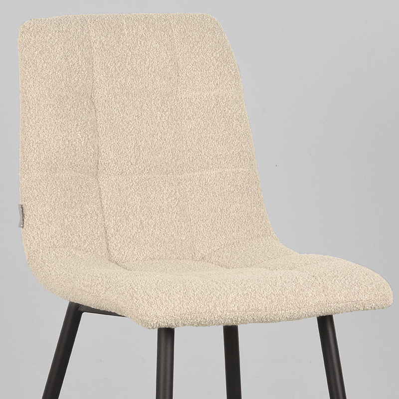 LABEL51 Eetkamerstoelen Juul - Zand - Boucle - Zwart Metalen Frame