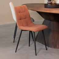 LABEL51 Eetkamerstoelen Juul - Terra - Boucle - Zwart Metalen Frame