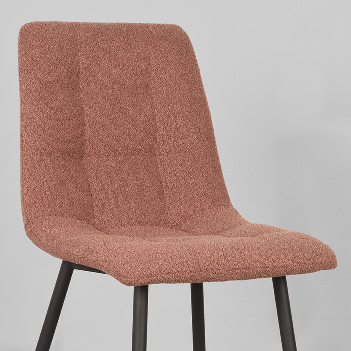 LABEL51 Eetkamerstoelen Juul - Terra - Boucle - Zwart Metalen Frame