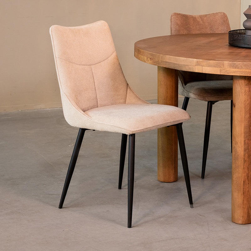 LABEL51 Eetkamerstoelen Riv - Naturel - Geweven - Zwart Metalen Frame