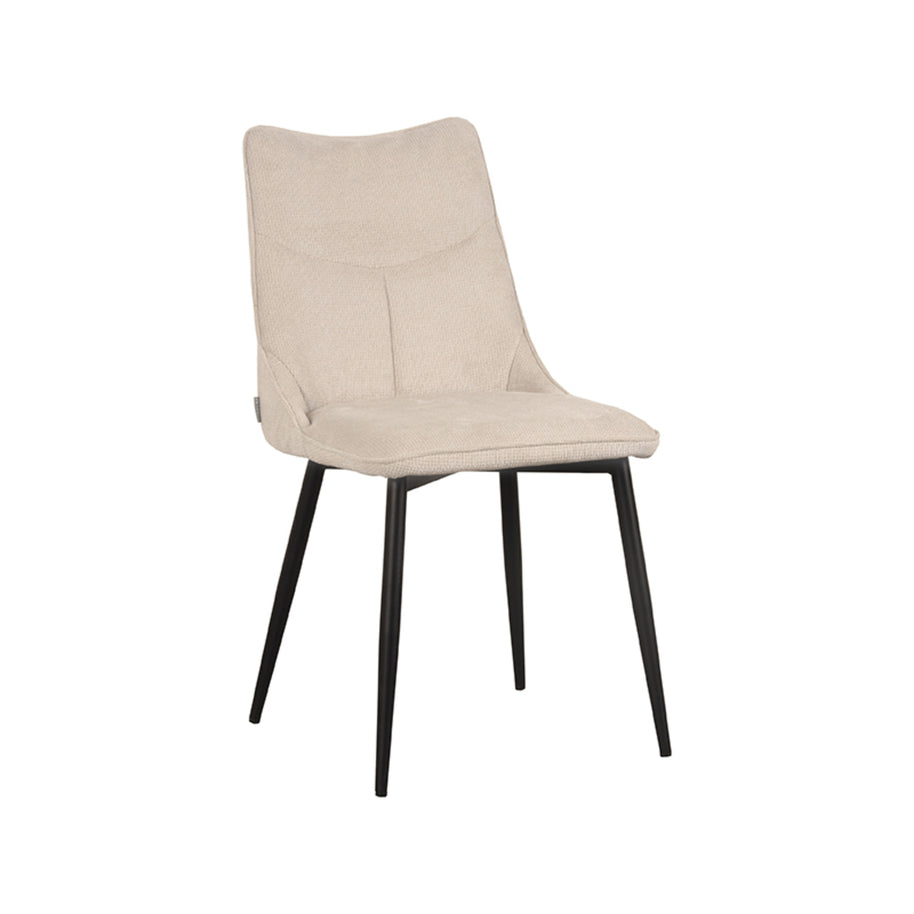 LABEL51 Eetkamerstoelen Riv - Naturel - Geweven - Zwart Metalen Frame