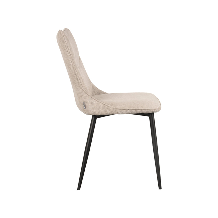 LABEL51 Eetkamerstoelen Riv - Naturel - Geweven - Zwart Metalen Frame