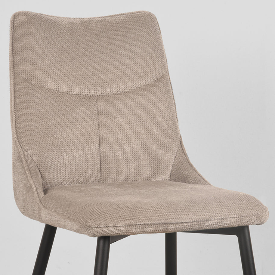 LABEL51 Eetkamerstoelen Riv - Clay - Geweven - Zwart Metalen Frame