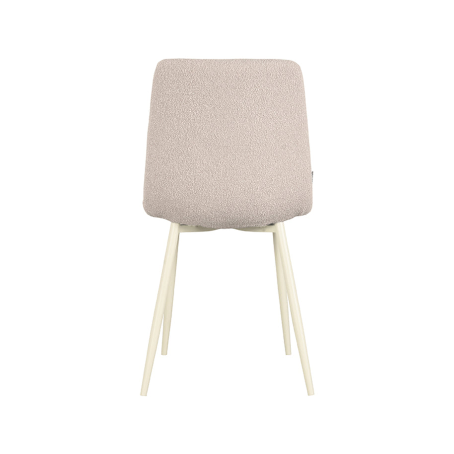 LABEL51 Eetkamerstoelen Nino - Naturel - Boucle - Wit Metalen Frame