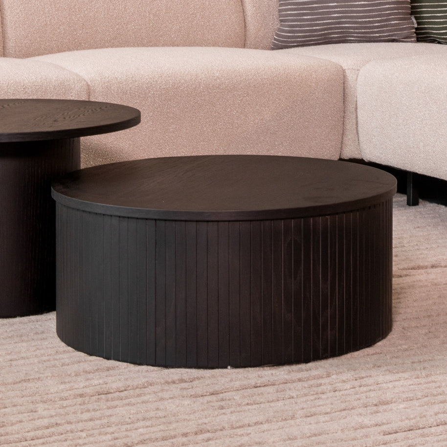 LABEL51 Salontafels Oliva - Zwart - Eiken - 70 cm - Rond