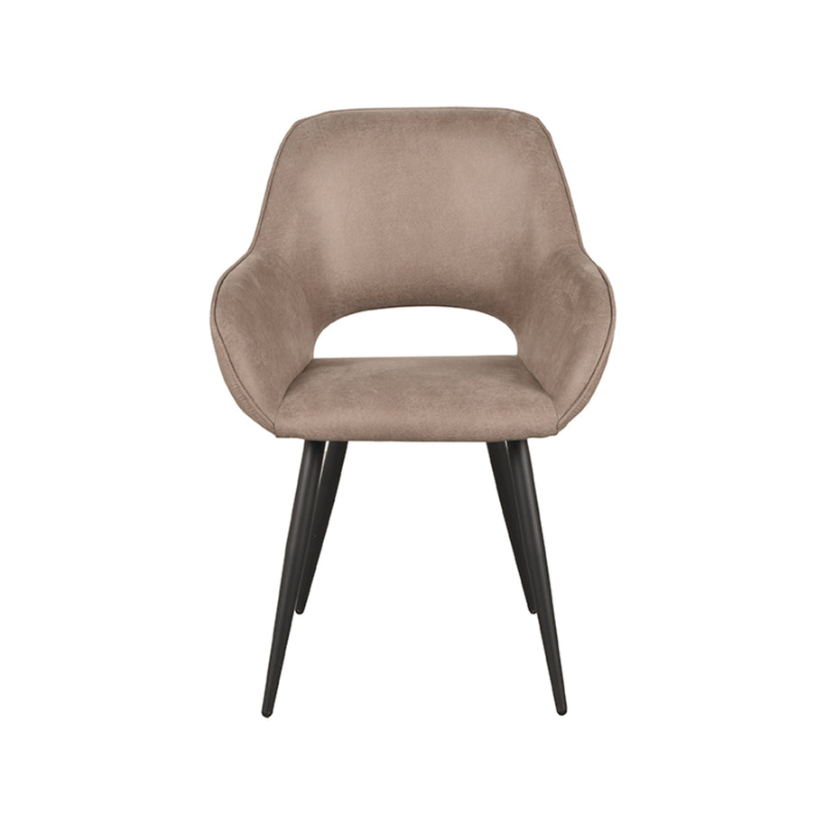 LABEL51 Eetkamerstoelen Fer - Taupe - Kunstleder - Zwart Metalen Frame