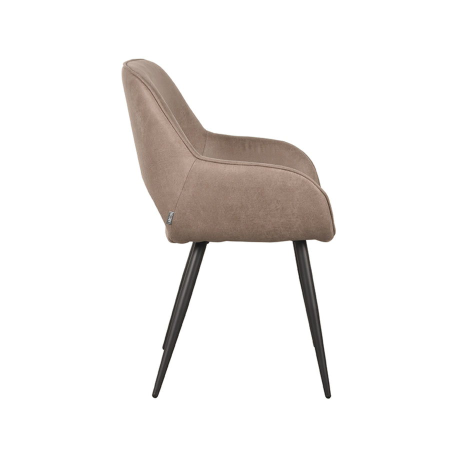LABEL51 Eetkamerstoelen Fer - Taupe - Kunstleder - Zwart Metalen Frame