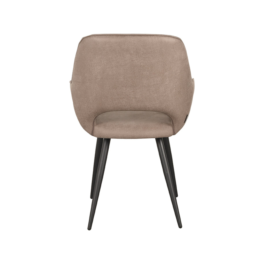LABEL51 Eetkamerstoelen Fer - Taupe - Kunstleder - Zwart Metalen Frame