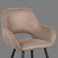 LABEL51 Eetkamerstoelen Fer - Taupe - Kunstleder - Zwart Metalen Frame