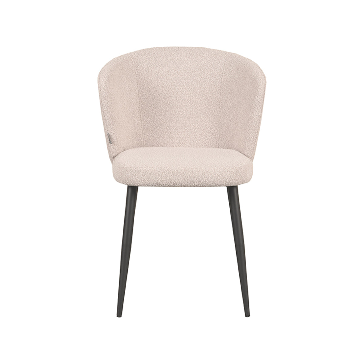 LABEL51 Eetkamerstoelen Wave - Naturel - Boucle - Zwart Metalen Frame