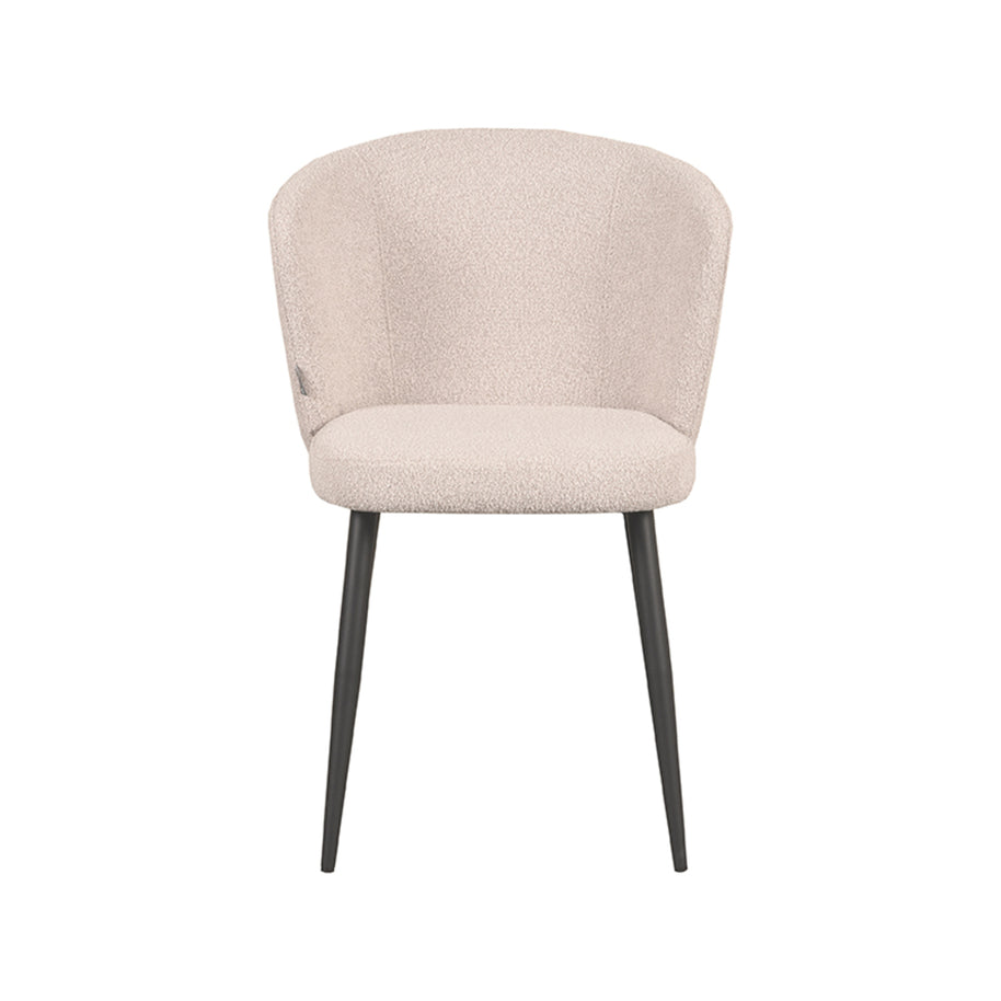 LABEL51 Eetkamerstoelen Wave - Naturel - Boucle - Zwart Metalen Frame