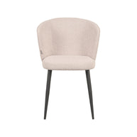 LABEL51 Eetkamerstoelen Wave - Naturel - Boucle - Zwart Metalen Frame