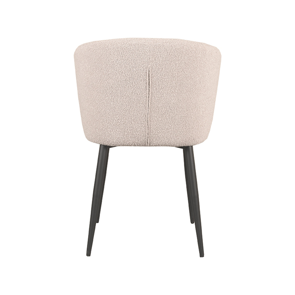 LABEL51 Eetkamerstoelen Wave - Naturel - Boucle - Zwart Metalen Frame