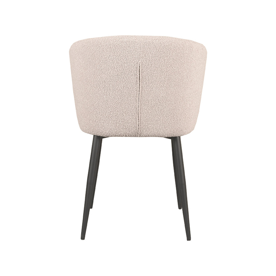 LABEL51 Eetkamerstoelen Wave - Naturel - Boucle - Zwart Metalen Frame