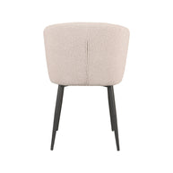 LABEL51 Eetkamerstoelen Wave - Naturel - Boucle - Zwart Metalen Frame