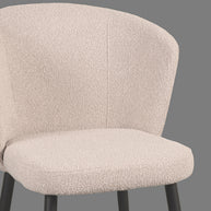 LABEL51 Eetkamerstoelen Wave - Naturel - Boucle - Zwart Metalen Frame