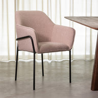 LABEL51 Eetkamerstoelen Dexter - Naturel - Boucle - Zwart Metalen Frame