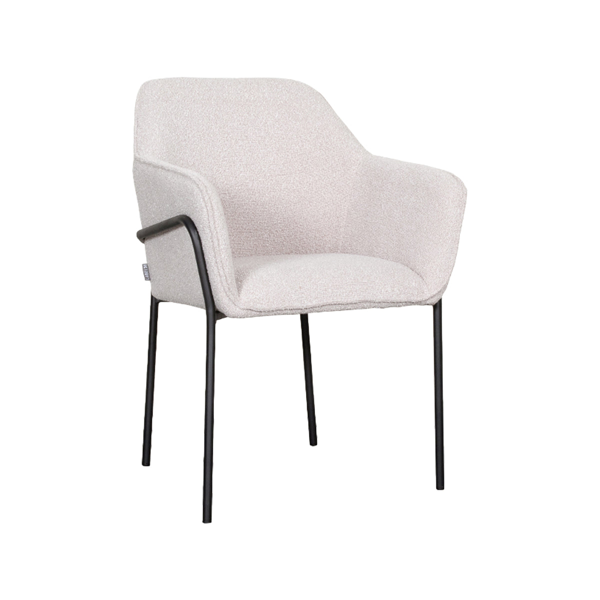 LABEL51 Eetkamerstoelen Dexter - Naturel - Boucle - Zwart Metalen Frame