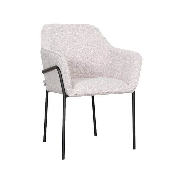 LABEL51 Eetkamerstoelen Dexter - Naturel - Boucle - Zwart Metalen Frame
