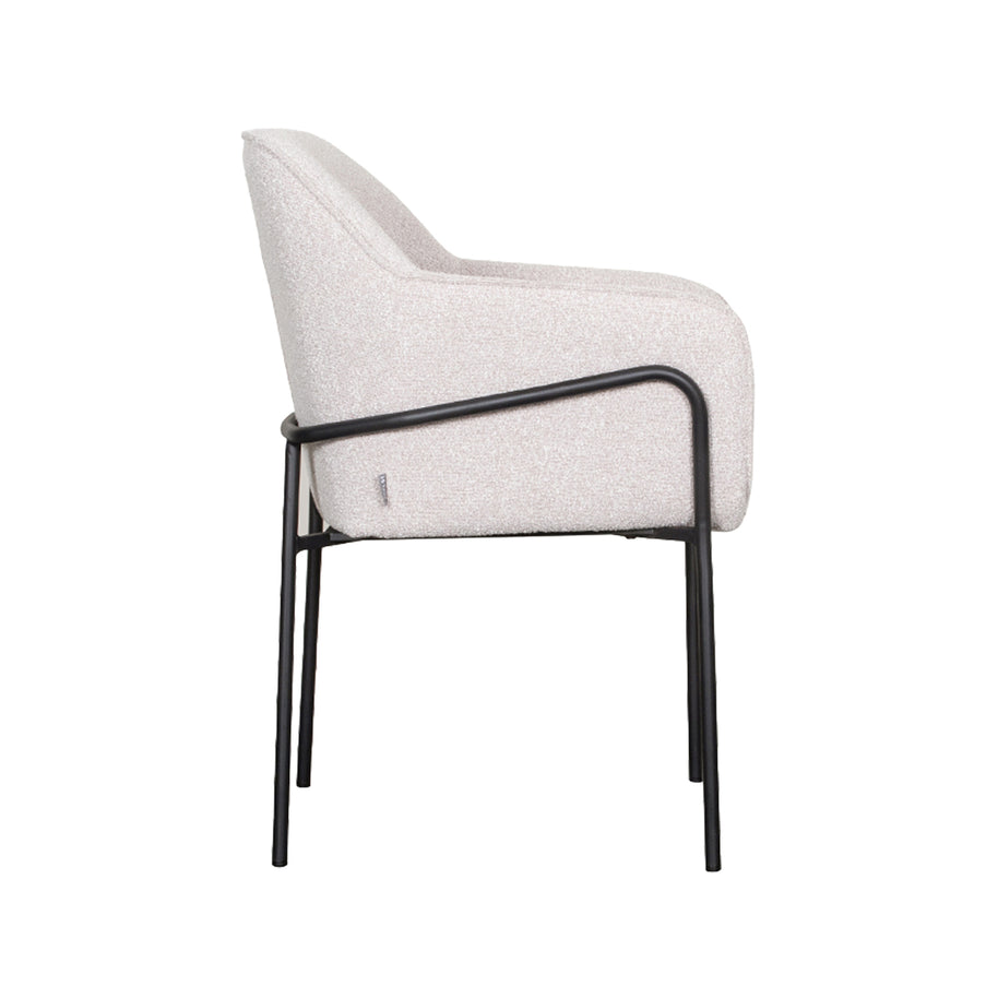 LABEL51 Eetkamerstoelen Dexter - Naturel - Boucle - Zwart Metalen Frame