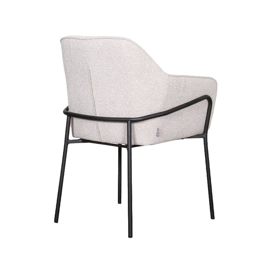 LABEL51 Eetkamerstoelen Dexter - Naturel - Boucle - Zwart Metalen Frame