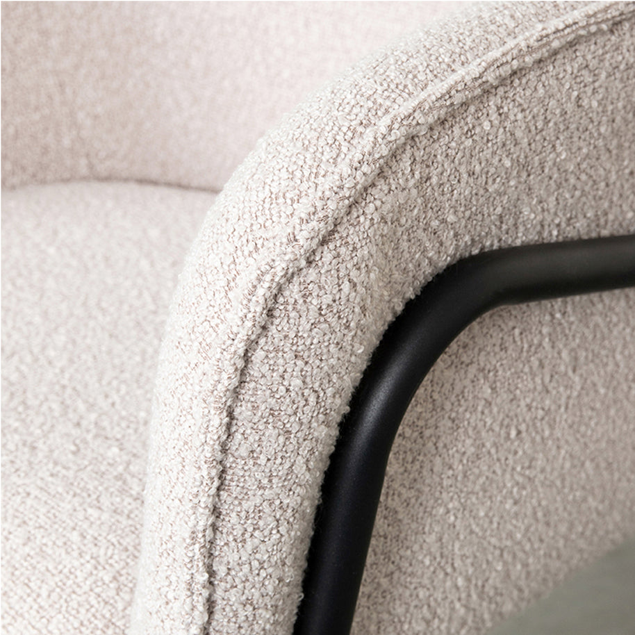 LABEL51 Eetkamerstoelen Dexter - Naturel - Boucle - Zwart Metalen Frame