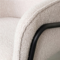 LABEL51 Eetkamerstoelen Dexter - Naturel - Boucle - Zwart Metalen Frame
