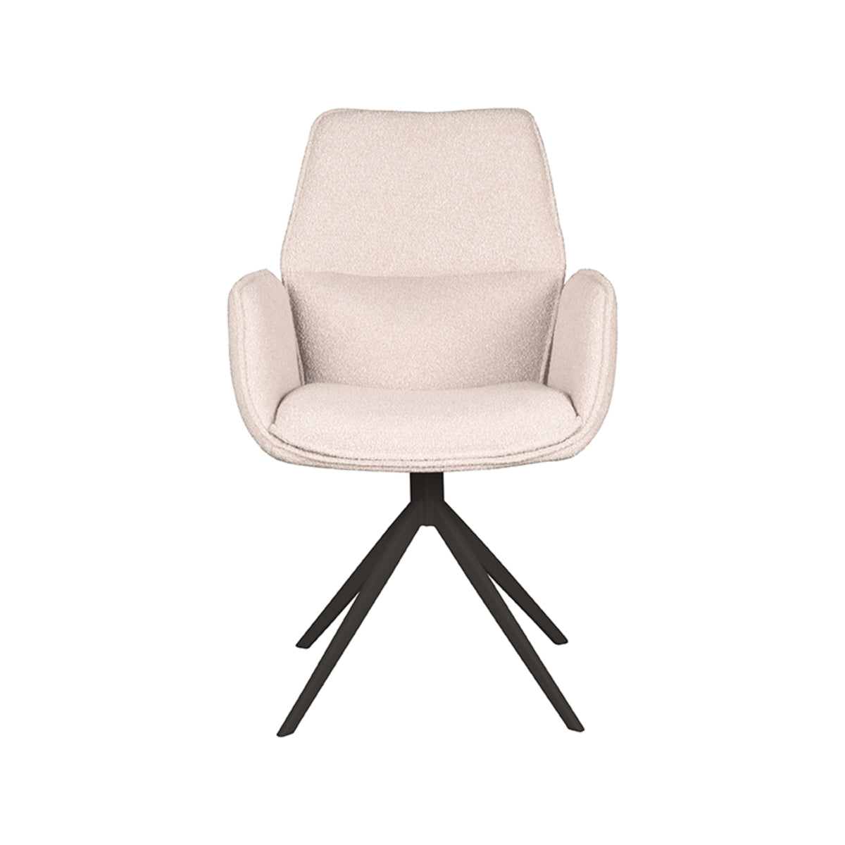 LABEL51 Eetkamerstoelen Mellow - Naturel - Boucle - Zwart Metalen Frame