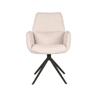 LABEL51 Eetkamerstoelen Mellow - Naturel - Boucle - Zwart Metalen Frame