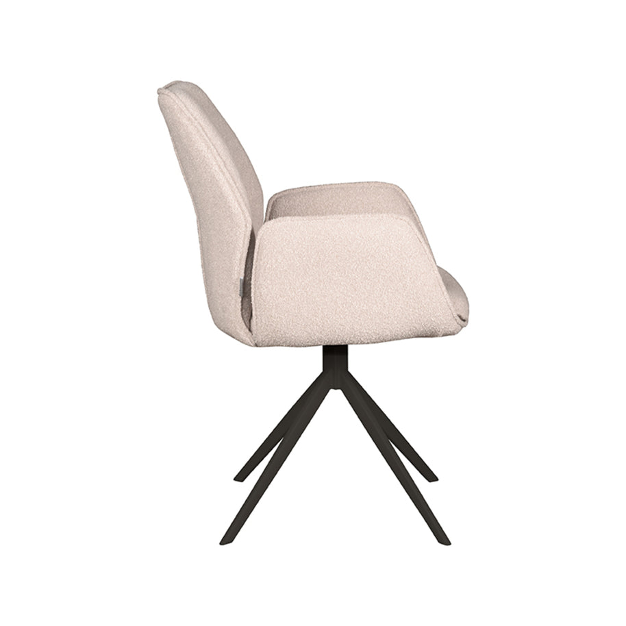 LABEL51 Eetkamerstoelen Mellow - Naturel - Boucle - Zwart Metalen Frame