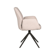 LABEL51 Eetkamerstoelen Mellow - Naturel - Boucle - Zwart Metalen Frame