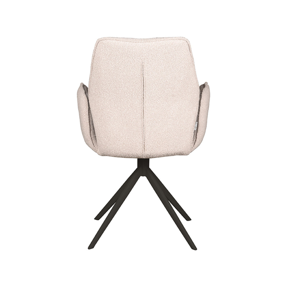 LABEL51 Eetkamerstoelen Mellow - Naturel - Boucle - Zwart Metalen Frame