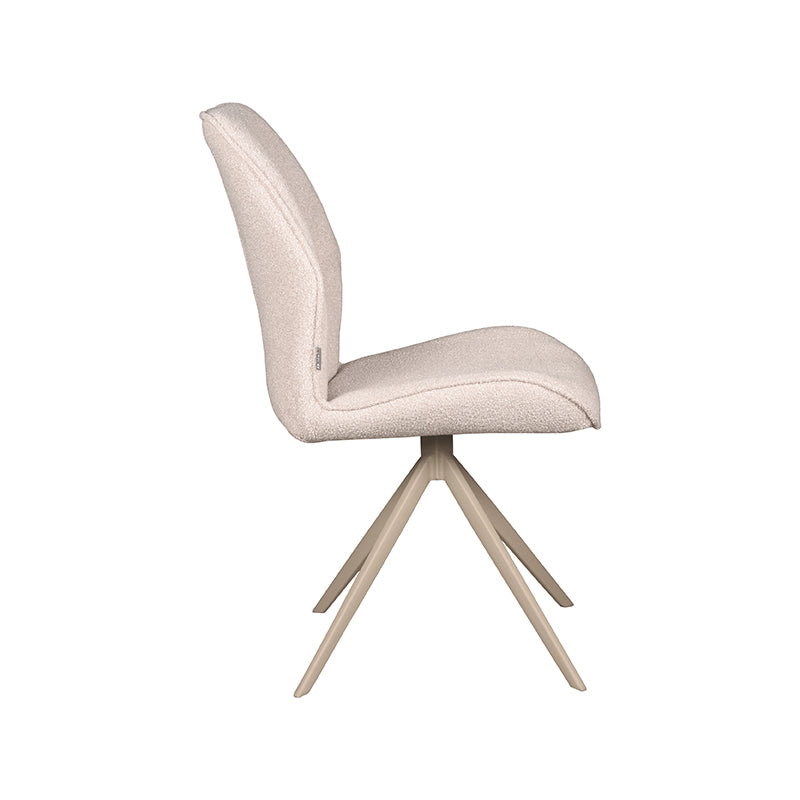LABEL51 Eetkamerstoelen Comfy - Naturel - Boucle - Taupe Metalen Frame