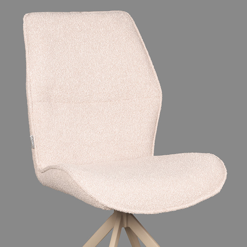 LABEL51 Eetkamerstoelen Comfy - Naturel - Boucle - Taupe Metalen Frame