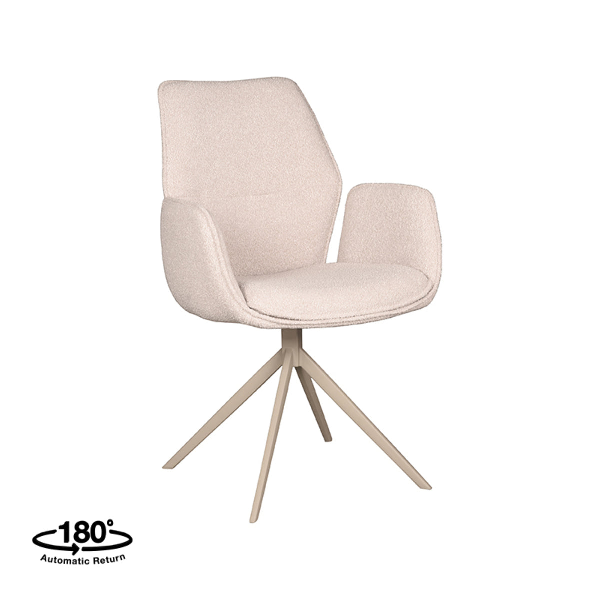 LABEL51 Eetkamerstoelen Mellow - Naturel - Boucle - Zwart Metalen Frame