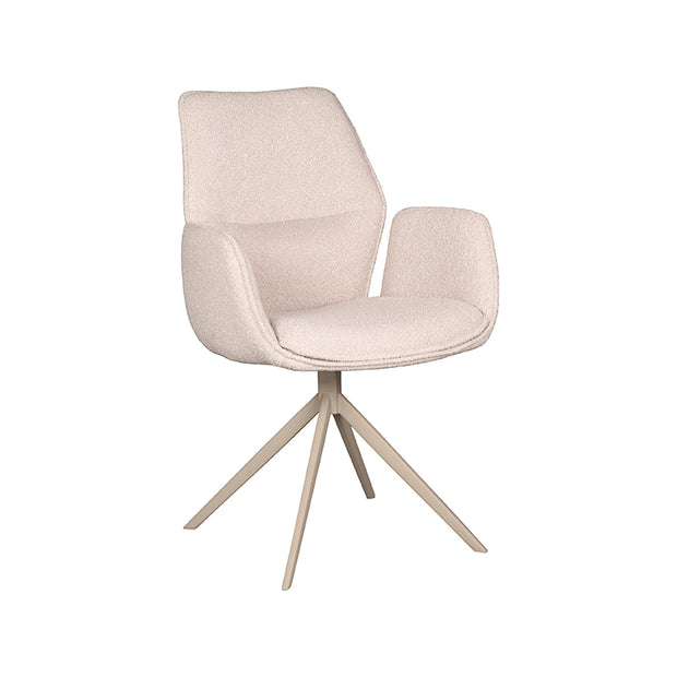 LABEL51 Eetkamerstoelen Mellow - Naturel - Boucle - Zwart Metalen Frame