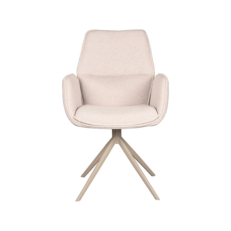 LABEL51 Eetkamerstoelen Mellow - Naturel - Boucle - Zwart Metalen Frame