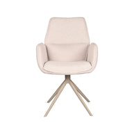 LABEL51 Eetkamerstoelen Mellow - Naturel - Boucle - Zwart Metalen Frame