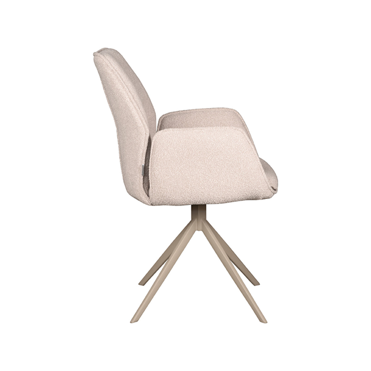 LABEL51 Eetkamerstoelen Mellow - Naturel - Boucle - Zwart Metalen Frame