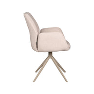 LABEL51 Eetkamerstoelen Mellow - Naturel - Boucle - Zwart Metalen Frame