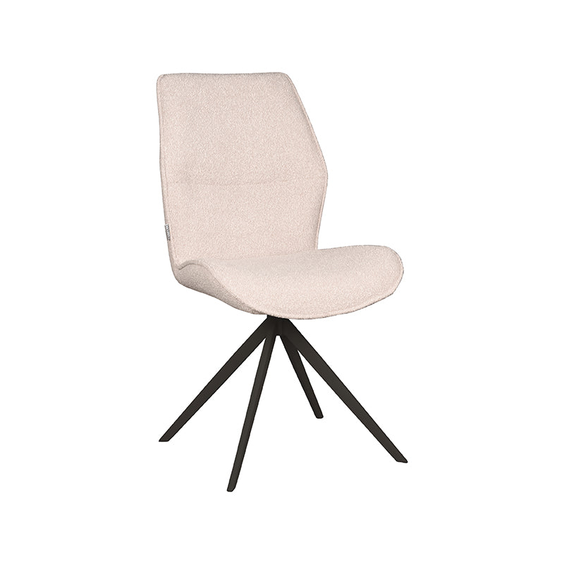 LABEL51 Eetkamerstoelen Comfy - Naturel - Boucle - Zwart Metalen Frame