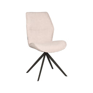 LABEL51 Eetkamerstoelen Comfy - Naturel - Boucle - Zwart Metalen Frame
