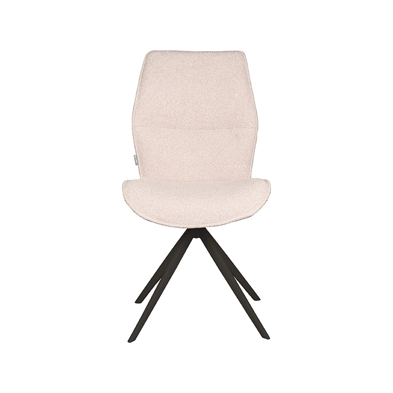 LABEL51 Eetkamerstoelen Comfy - Naturel - Boucle - Zwart Metalen Frame