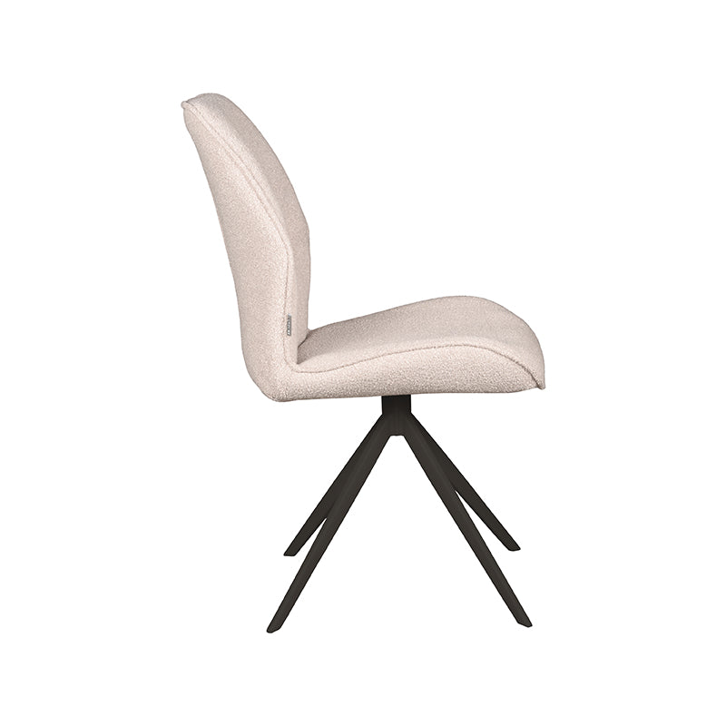 LABEL51 Eetkamerstoelen Comfy - Naturel - Boucle - Zwart Metalen Frame