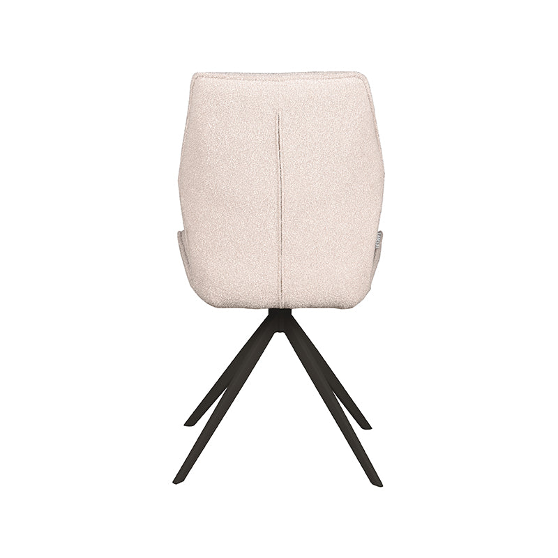 LABEL51 Eetkamerstoelen Comfy - Naturel - Boucle - Zwart Metalen Frame