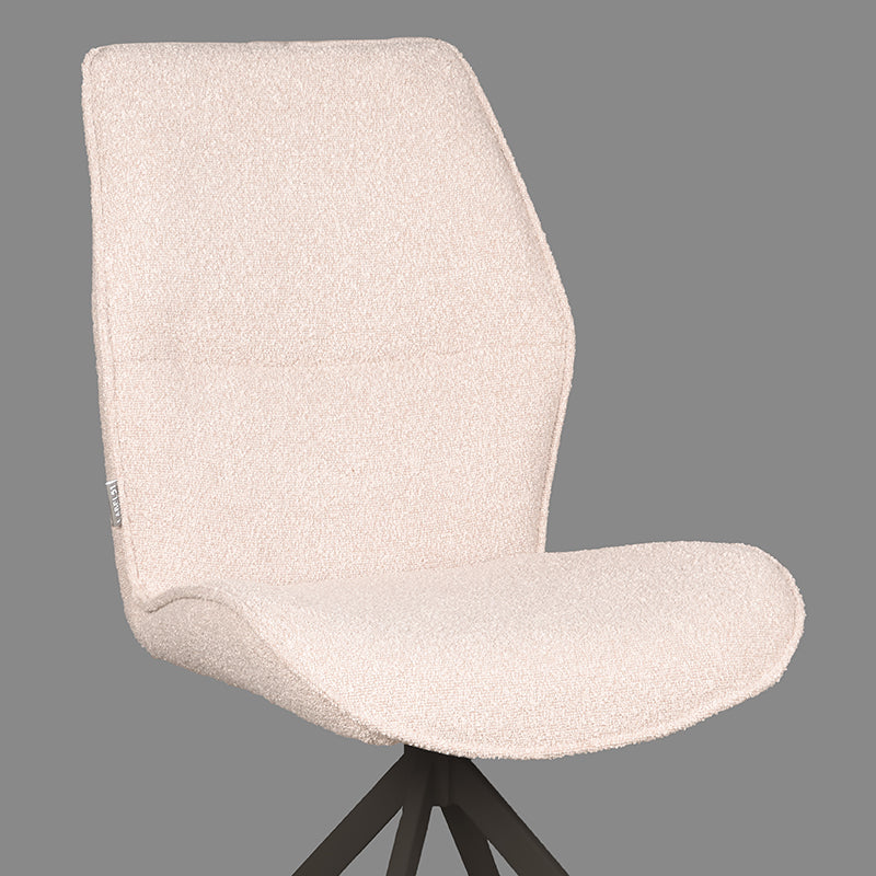 LABEL51 Eetkamerstoelen Comfy - Naturel - Boucle - Zwart Metalen Frame