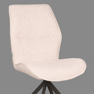 LABEL51 Eetkamerstoelen Comfy - Naturel - Boucle - Zwart Metalen Frame